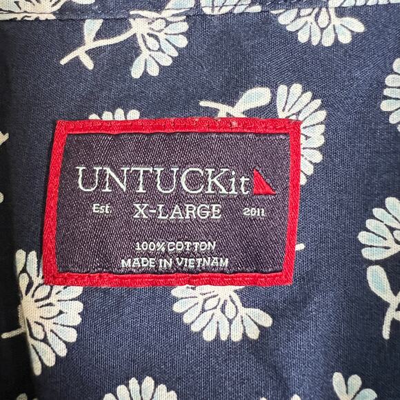UNTUCKit Mens Classic Cotton Pinon Shirt Fan Flower Print Size Extra Large - Picture 4 of 7